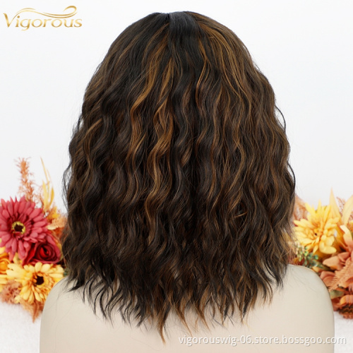 Top Quality Cheap Wholesale Body Wave Mix Middle Part U Lace Frontal Synthetic Fiber Hair For Black Women Lace Front Wig
